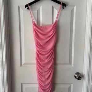 Elegant Baby Pink Ruched Dress